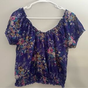 Purple Floral Crop Top